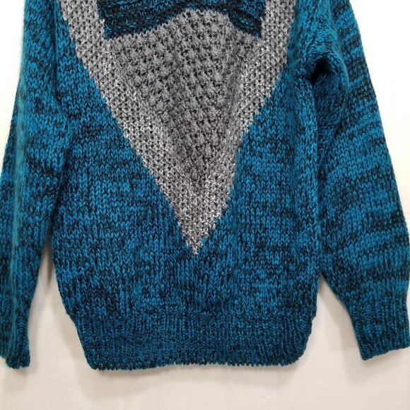 Sears and Robuck Co hand knit sweater blue size L - Picture 4 of 8